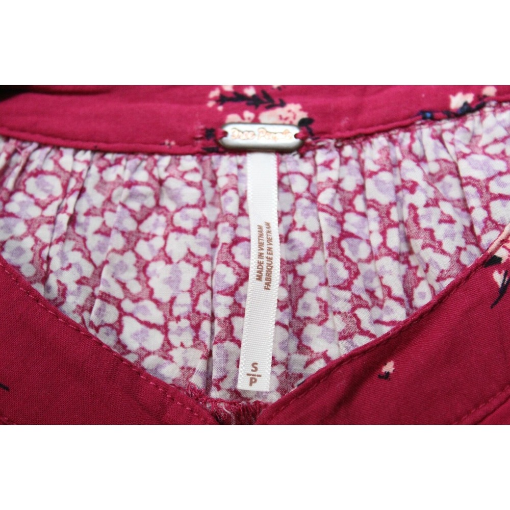 NWT Free People Paloma Floral Button Peasant Top Berry Combo Small Cottagecore - Picture 8 of 13